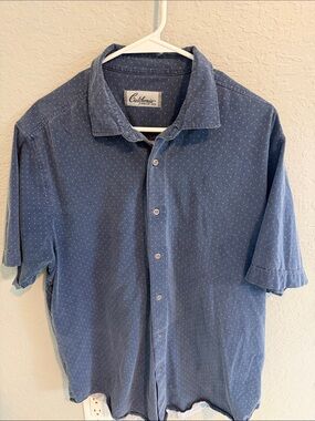Blue Short-Sleeve Button-Up Shirt